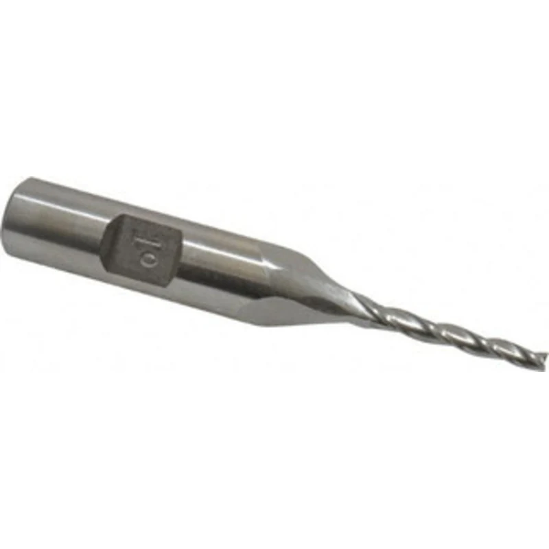 Made in USA 1 per Side 3/32 Small End Diam 3/4 LOC 3-Flute High Speed Steel Tapered Square End Mill Uncoated, 3/8 Sha...